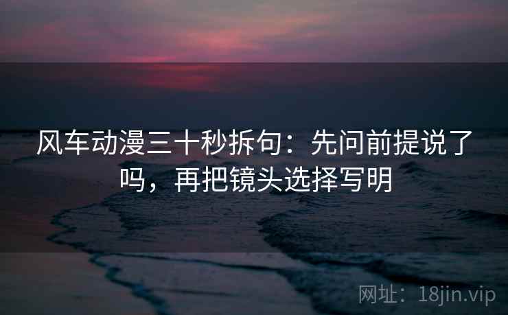 风车动漫三十秒拆句：先问前提说了吗，再把镜头选择写明